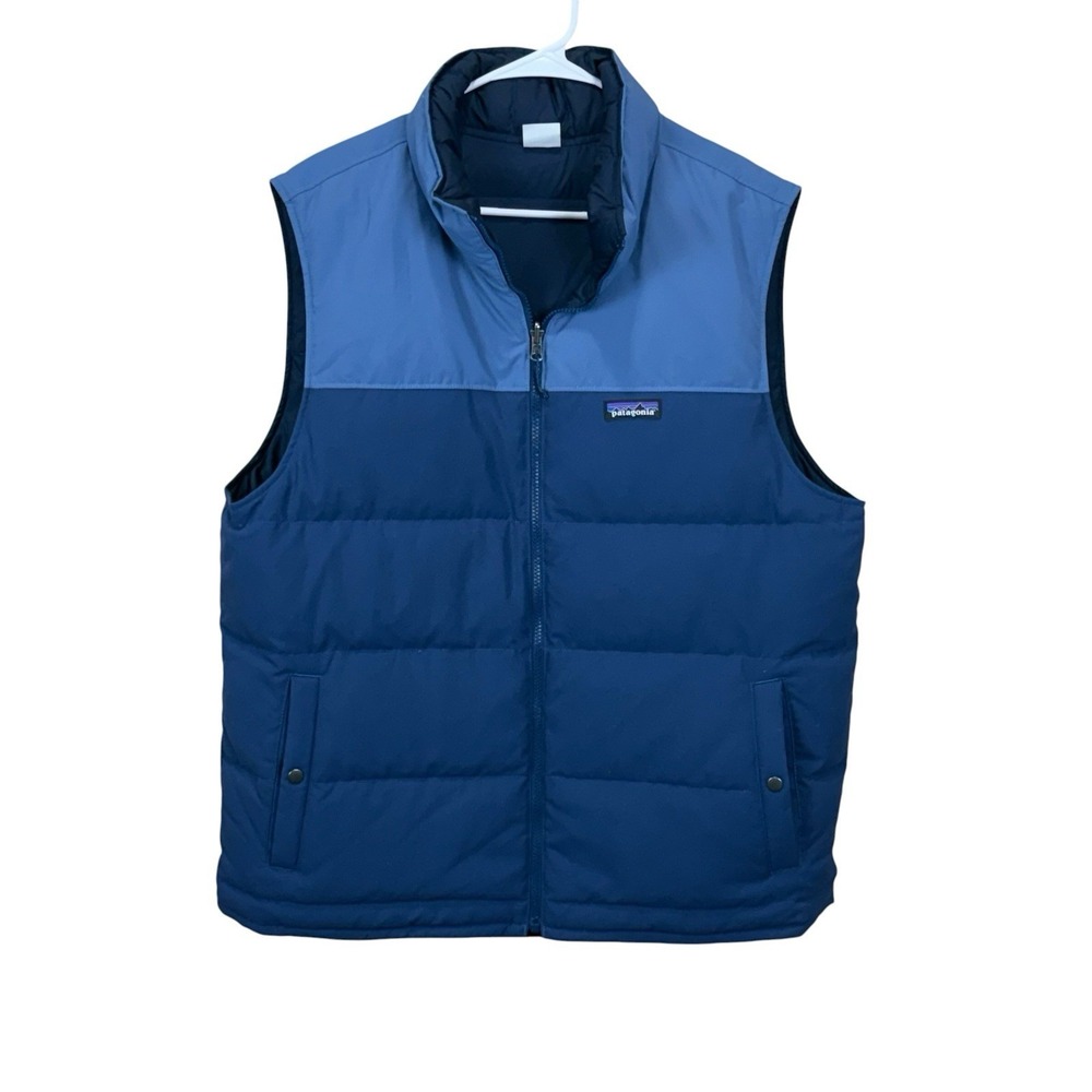 Patagonia Reversible Bivy Down Vest Men's Large Navy Blue